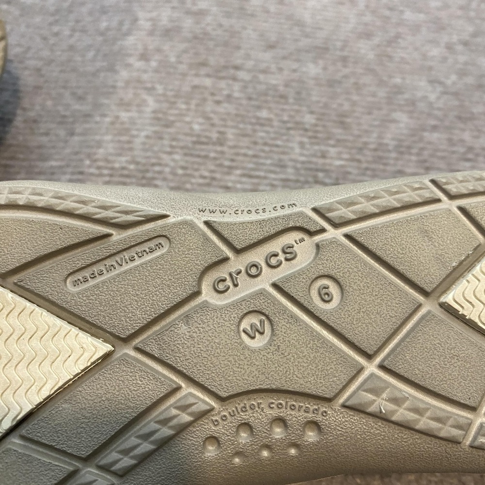 Crocs Shoes Womens Size 6 Beige Canvas Slip On Loafers Casual Flats 14391 - Picture 9 of 10
